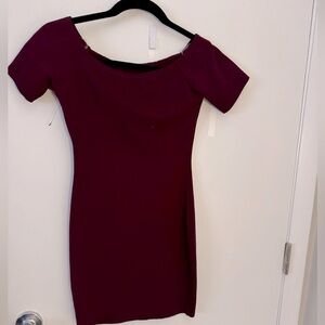 Elegant Off-Shoulder Burgundy Dress